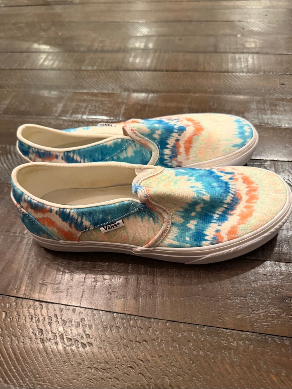 Vans women’s Slip-On Tie-Dye Canvas Shoes - Blue & Orange